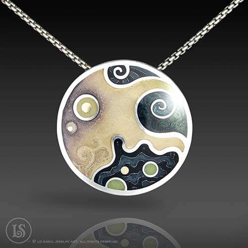 Jupiter III Pendant, 960 Sterling Silver, 14K Gold