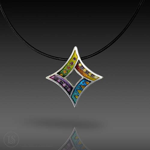 Rainbow Twinkle Star Pendant, 960 sterling silver